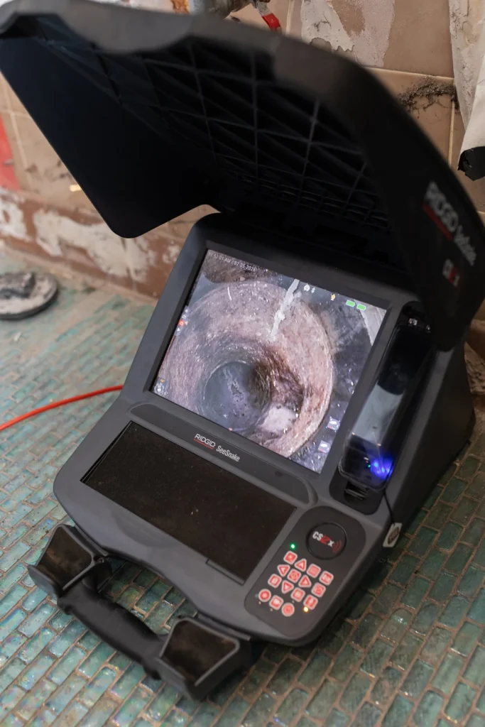 Drain camera monitor used by a Richmond Hill plumber