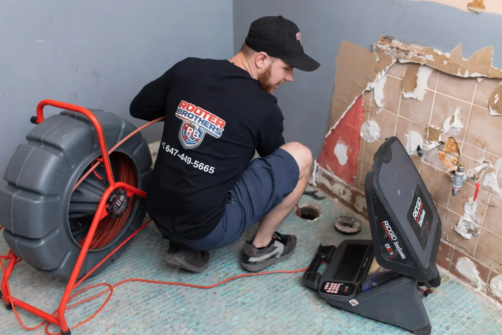 Rooter Brothers running a sewer camera inspection in Richmond Hill